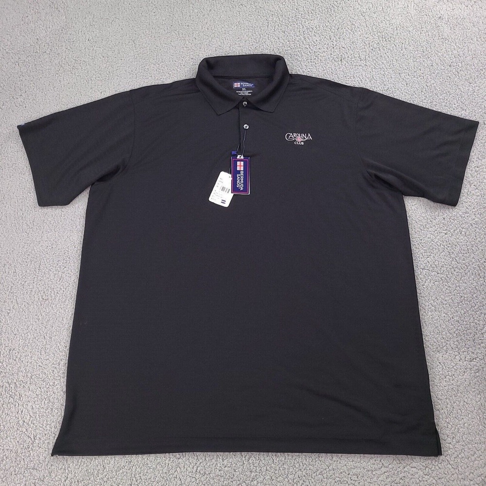 Bermuda Sands Golf Polo Shirt Mens XL Black Striped Carolina Club Embroidered